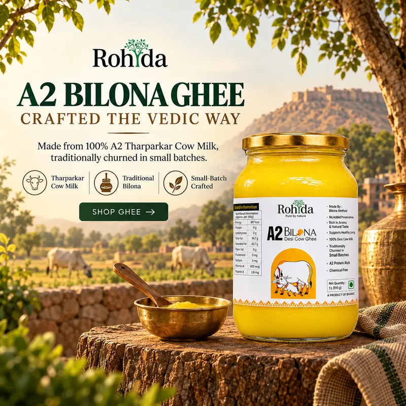 RohidaFarm Pure Traditional Organic Ghee Banner