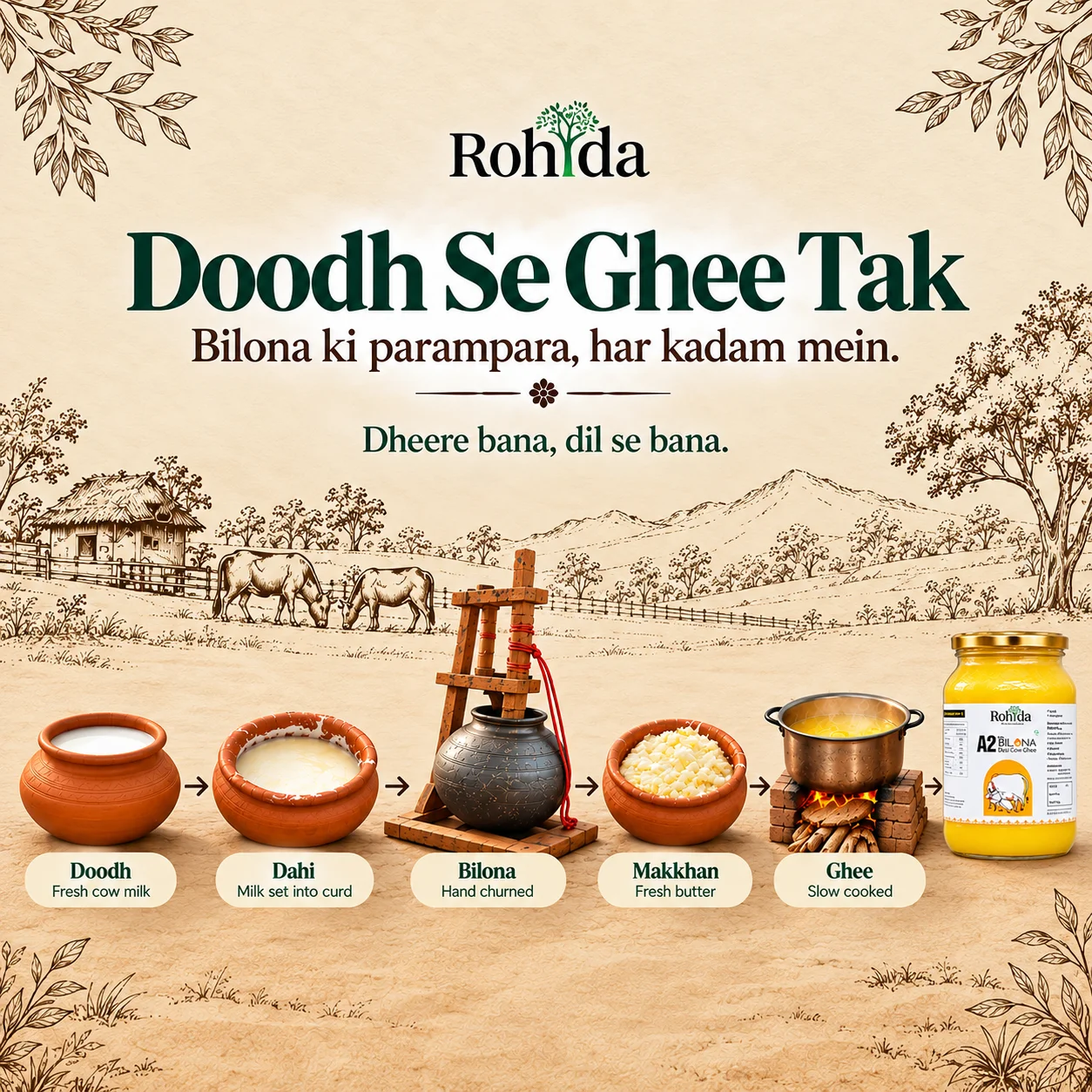 RohidaFarm Pure Traditional Organic Ghee Banner